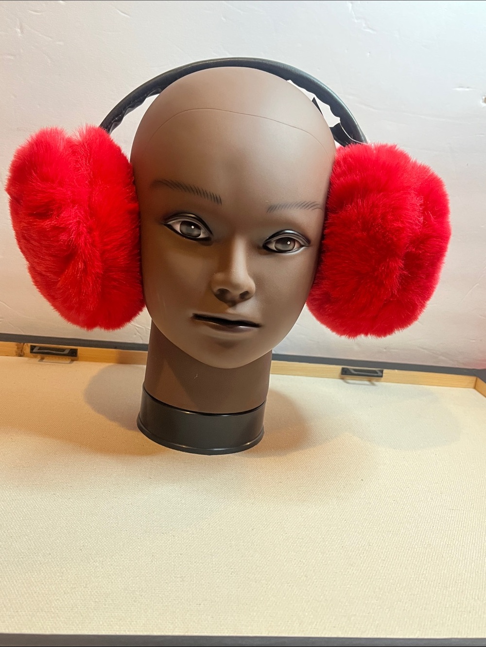 Red Or Beige Faux Fur Earmuffs Pick One - Picture 2 of 10